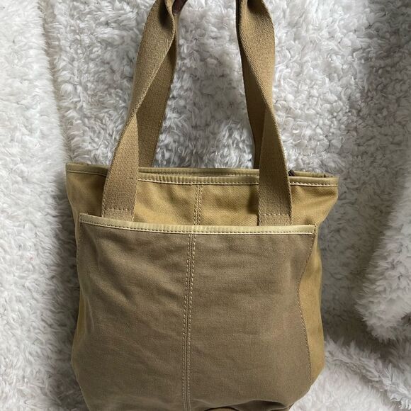 Fossil long live vintage khaki & Brown canvas shoulder bag antique tone hardware - Picture 8 of 14